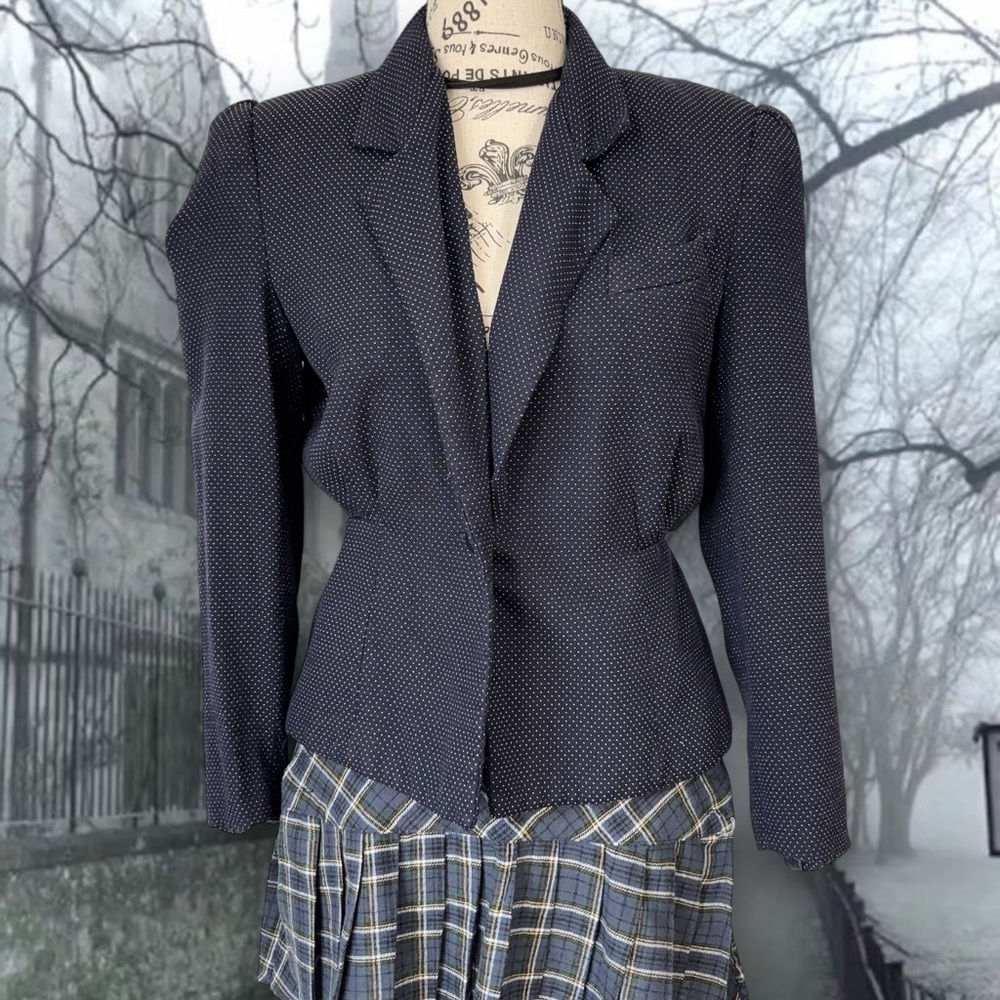 Navy Microdot Vintage Blazer